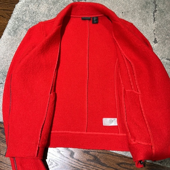 Tahari Red wool moto jacket - Picture 5 of 6